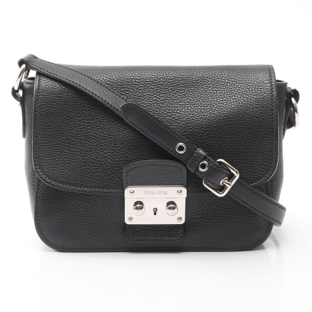Miu Miu Madras Leather Flap Crossbody Bag Black